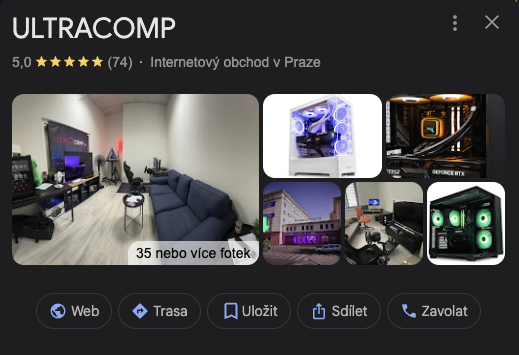 UltraComp Google recenze — 5.0 z 74 hodnocení